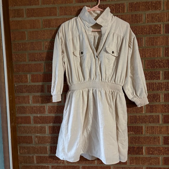 American Eagle White Cinched Cotton Midi Dress Size Medium - Picture 1 of 6